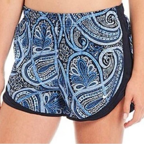 Nike Pants - Nike Tempo Blue/White Dri-Fit Paisley Running Athletic Shorts Women's Medium